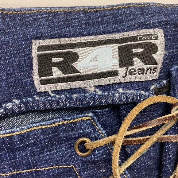 Vintage Rave R4R Denim Capri Blue Jeans Distress - Picture 3 of 16